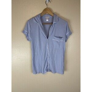 Eberjey S Button Up Shirt Top Short Sleeve Purple Giselle Sleep Lounge Pajama